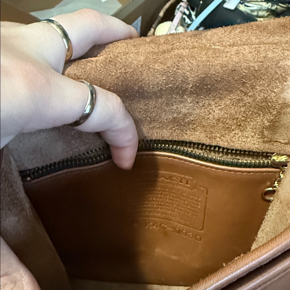 Coach Tan Leather Crossbody Bag with Gold Accents - Picture 3 of 3